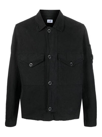 Lens Wappen Two Pocket Collar Cotton Jacket Black - CP COMPANY - BALAAN 1