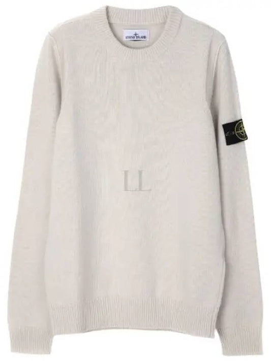 Logo Patch Crew Neck Wool Knit Top Off-White - STONE ISLAND - BALAAN 2