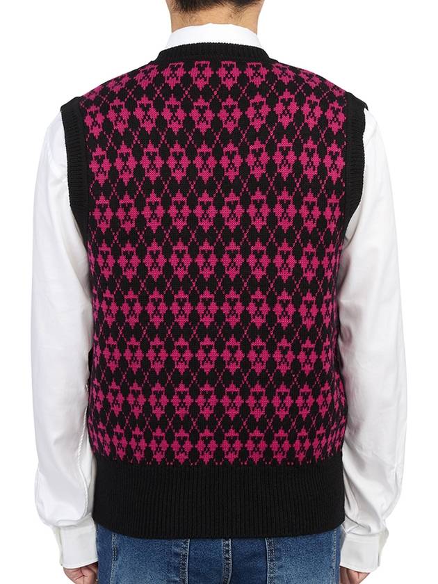 Men's Heart Logo Knit Vest Black Purple - AMI - BALAAN 5
