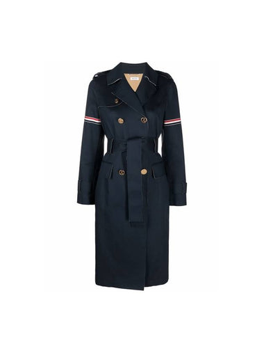 Raw Edge Macintosh Armband High Armhole Trench Navy - THOM BROWNE - BALAAN 1