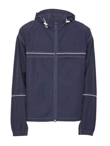 Nylon hooded zip up navy - THOM BROWNE - BALAAN 1