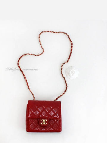 22fw CC logo flap mini bag burgundy chain bag vintage gold AS3648 - CHANEL - BALAAN 1