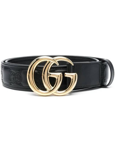 GG Marmont Matelasse Wide Leather Belt Black - GUCCI - BALAAN 1