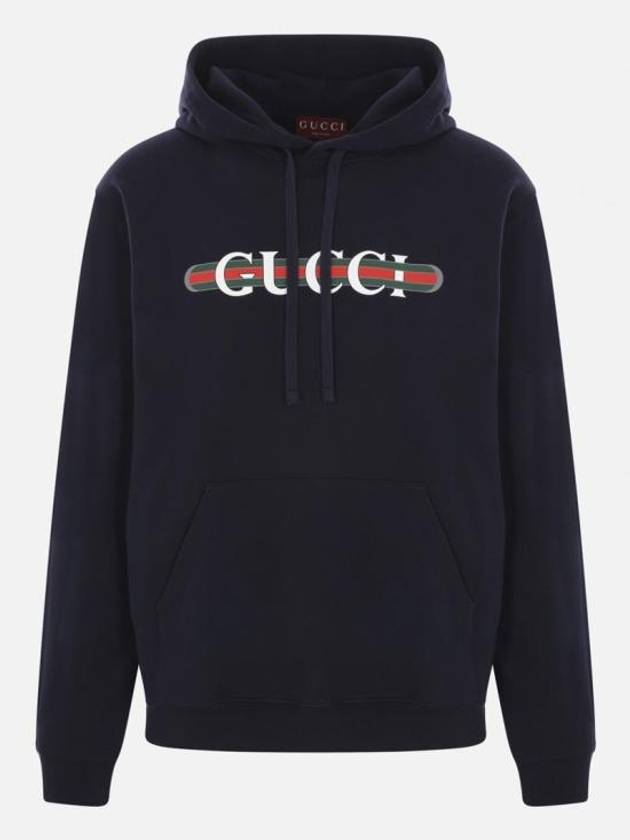 Logo Print Hoodie Navy - GUCCI - BALAAN 2