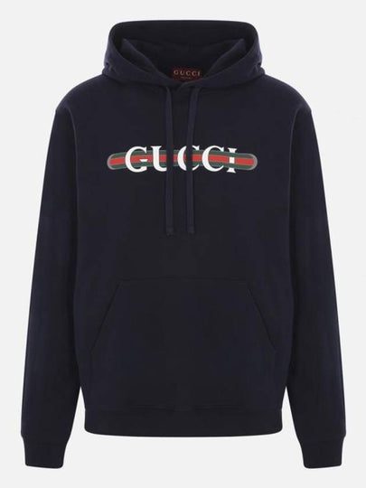 Logo Print Hoodie Navy - GUCCI - BALAAN 2