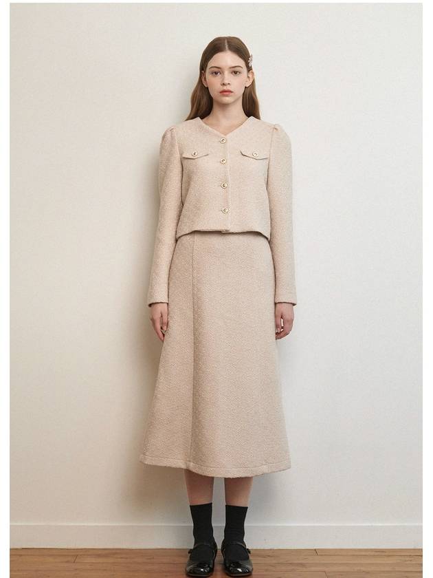 Women's Comely Wool Tweed A-Line Skirt Beige - MICANE - BALAAN 5