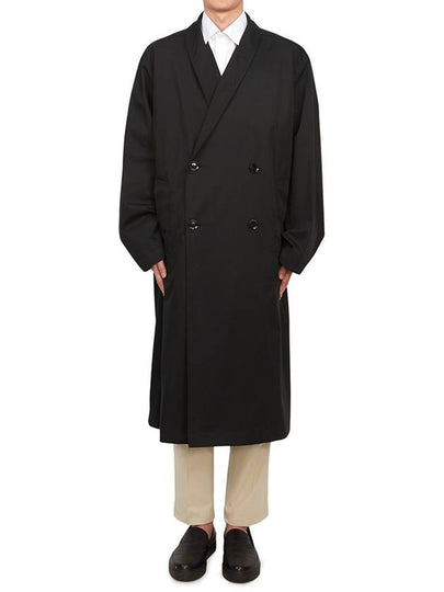 Double Breasted Wrap Collar Trench Coat Black - LEMAIRE - BALAAN 2