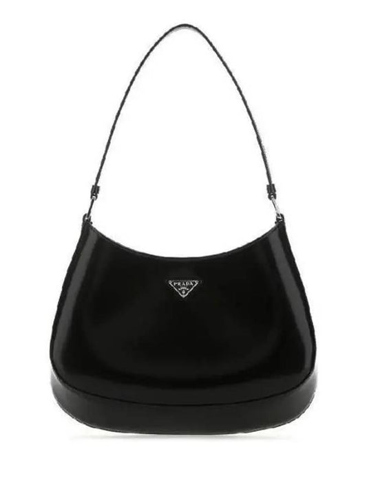 Triangular Logo Cleo Brushed Leather Shoulder Bag Black - PRADA - BALAAN 2