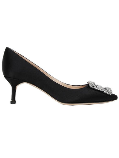 Logo Hangissi Blahnik Satin Pumps Heel Black - MANOLO BLAHNIK - BALAAN 1