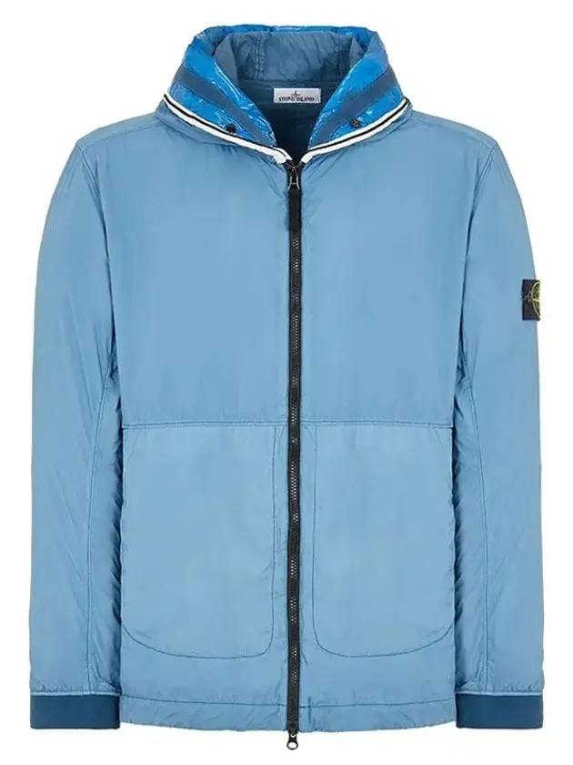 Wappen Patch Skin Touch Nylon Hooded Jacket Blue - STONE ISLAND - BALAAN 1