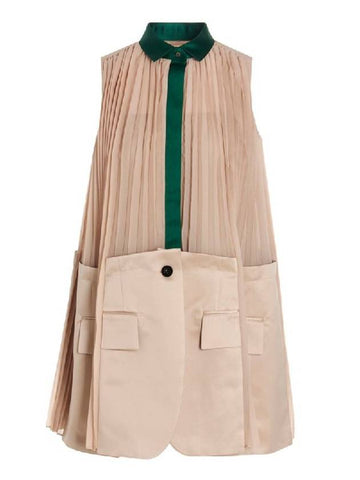 Panel pleated sleeveless blouse 2206115 - SACAI - BALAAN 1