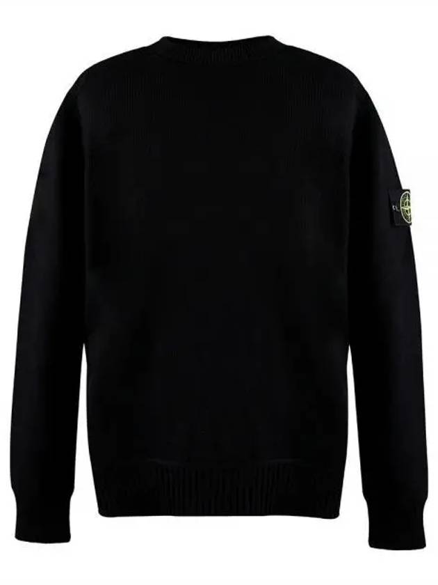 Winter Cotton Crewneck Knit Top Black - STONE ISLAND - BALAAN 2