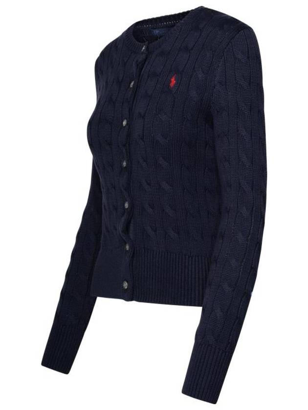 Women's Embroidered Logo Pony Cable Cardigan Navy - POLO RALPH LAUREN - BALAAN 3