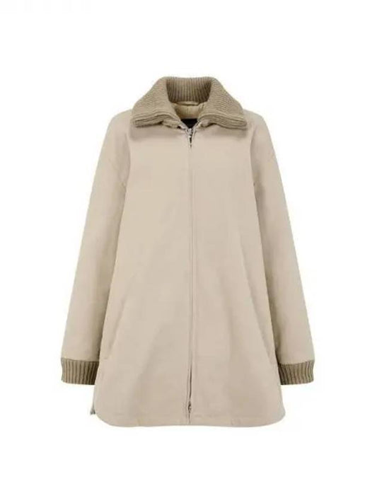 Women s Rib Tissue Point Zip Up Coat Beige 271536 - EMPORIO ARMANI - BALAAN 1