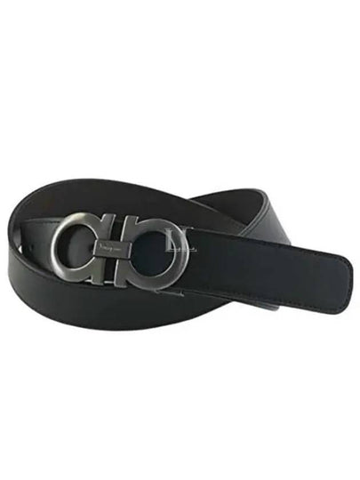 Gancini Reversible Adjustable Leather Belt Black Dark Brown - SALVATORE FERRAGAMO - BALAAN 2