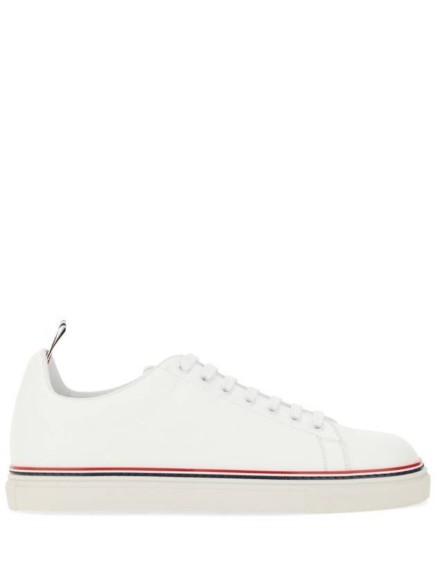 Tennis Vitello Calf Leather Low Top Sneakers White - THOM BROWNE - BALAAN 7