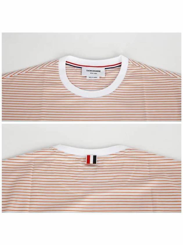 Striped Pocket Cotton Oversized Short Sleeve T-Shirt Orange - THOM BROWNE - BALAAN 6