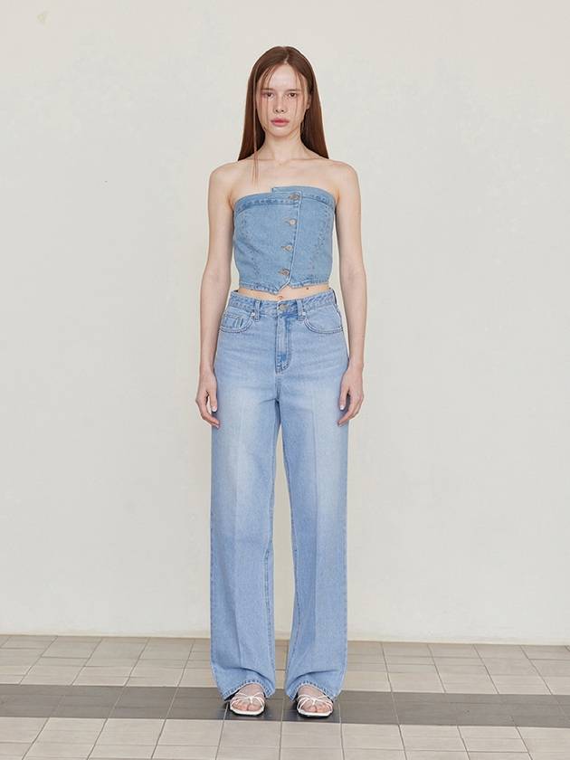 Louis bustier denim top light blue - LESEIZIEME - BALAAN 4