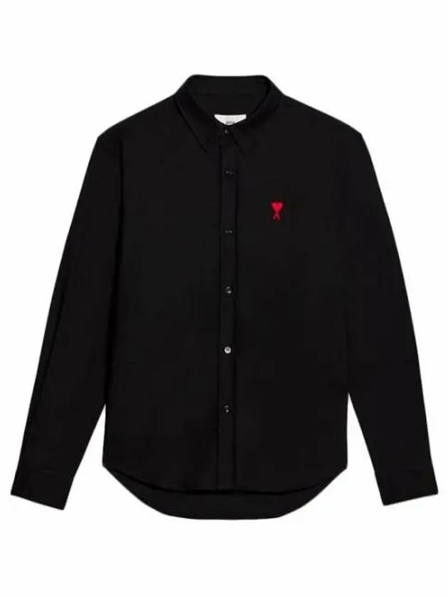 Heart Logo Long Sleeve Shirt Black - AMI - BALAAN.
