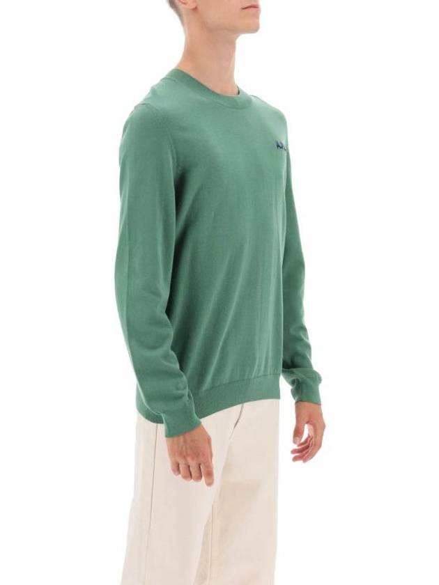 Embroidered Logo Knit Top Green - A.P.C. - BALAAN 3