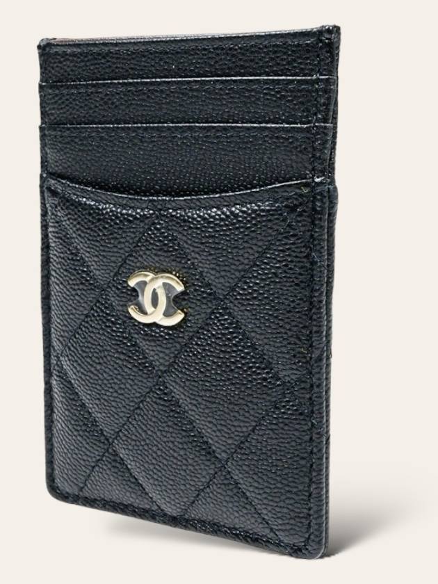 CC logo caviar card holder black champagne gold AP3595 - CHANEL - BALAAN 8