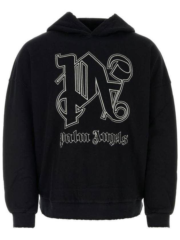 Monogram Popover Hoodie Black PMBB126E23FLE0011003 - PALM ANGELS - BALAAN 2