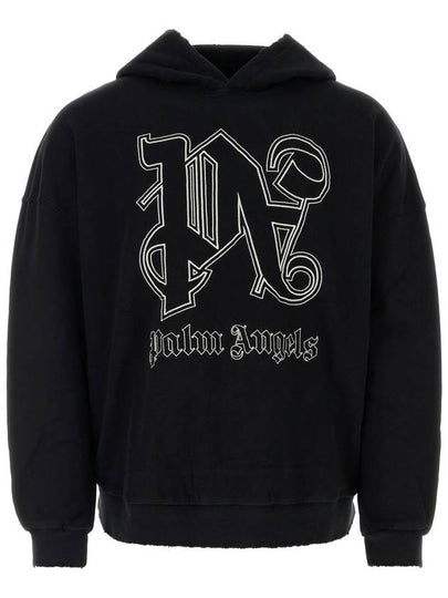 Monogram Popover Hoodie Black PMBB126E23FLE0011003 - PALM ANGELS - BALAAN 2