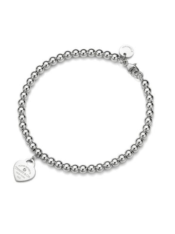 Return To Tiffany Heart Bead Diamond Bracelet Silver - TIFFANY & CO. - BALAAN 1