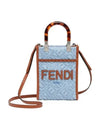 Mini Sunshine Denim Shopper Bag Blue - FENDI - BALAAN 1