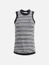 Logo Embroidered Striped Cotton Sleeveless White Black - SAINT LAURENT - BALAAN 2