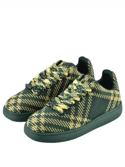 Check Square Toe Low Top Sneakers Green - BURBERRY - BALAAN 2