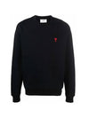 Small Heart Logo Sweatshirt Black - AMI - BALAAN 3