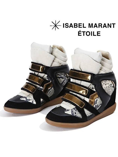 Bonnie Wedge High Top Sneakers Black - ISABEL MARANT - BALAAN 2