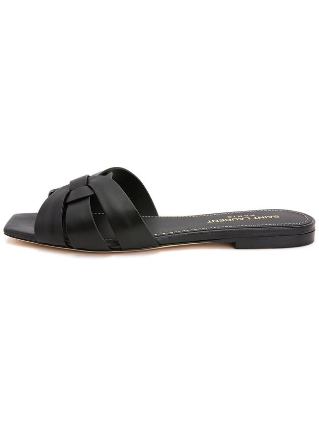 Tribute Smooth Leather Flat Mules Black - SAINT LAURENT - BALAAN 5