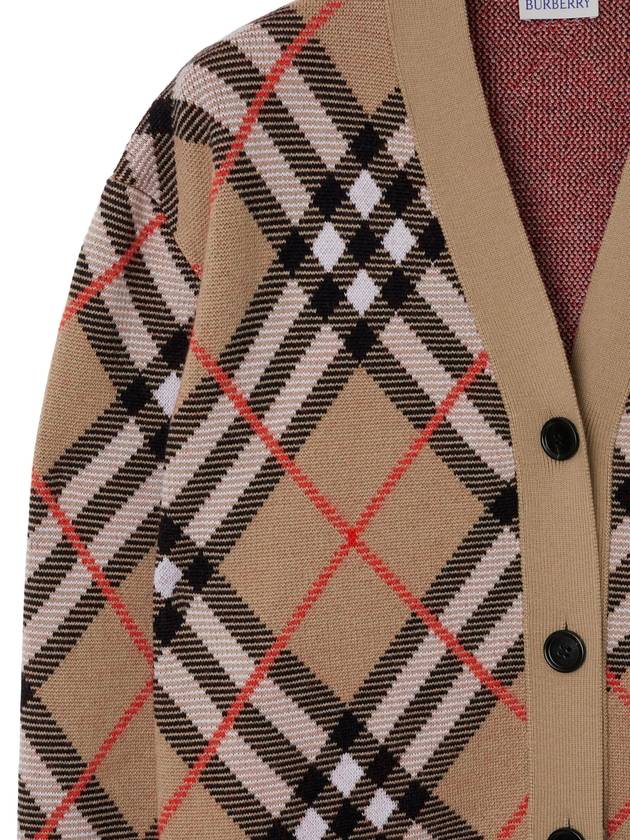 Check Wool Blend Cardigan Beige - BURBERRY - BALAAN 4