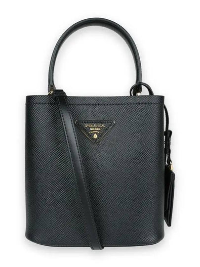 Panier Saffiano Leather Small Tote Bag Black - PRADA - BALAAN 2