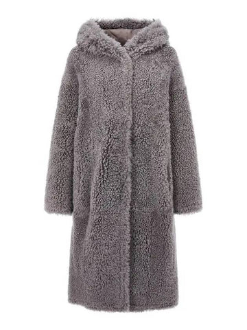 Women s Side Slit Shearling Coat Dark Brown - EMPORIO ARMANI - BALAAN 1