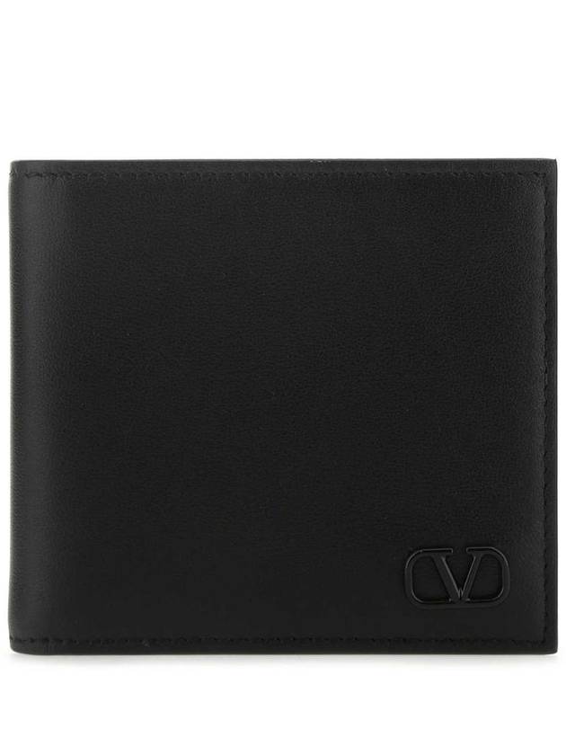 V Logo Signature Half Wallet Black - VALENTINO - BALAAN 2