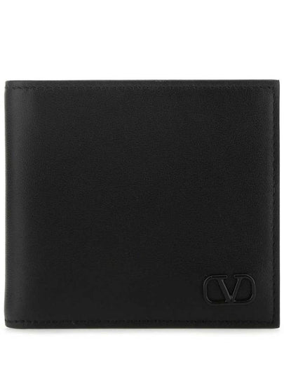 V Logo Signature Half Wallet Black - VALENTINO - BALAAN 2