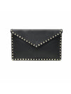 Women s Valentino 2W2P0P56VSH0NO Black Stampa Alce Calfskin Gold Rockstud Envelope Pouch Clutch gt Gangbuk used luxury goods - VALENTINO - BALAAN 1