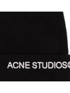 Embroidered Logo Ribbed Knit Beanie Black - ACNE STUDIOS - BALAAN 5