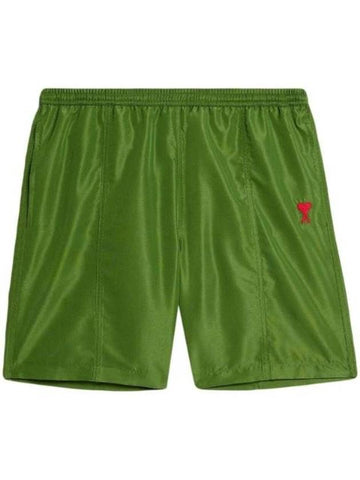 Heart Logo Swim Shorts Green - AMI - BALAAN 1