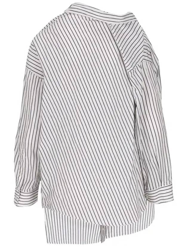 Knotted Poplin Oversized Long Sleeve Shirt White Blue - BALENCIAGA - BALAAN 3