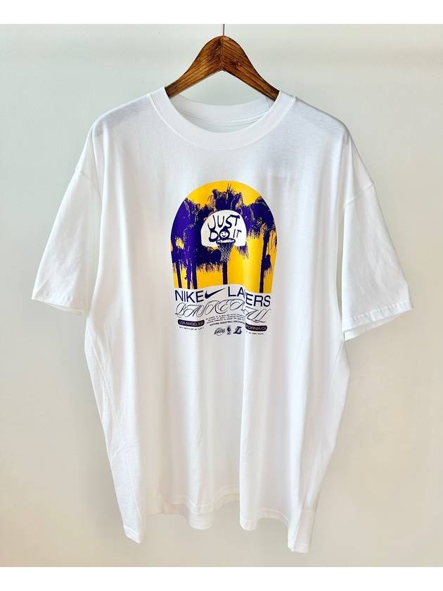 Los Angeles Lakers Courtside Max 90 Short Sleeve T-Shirt White - NIKE - BALAAN 2