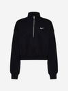 NSW Phoenix Fleece Half Zip Crop Sweatshirt Black - NIKE - BALAAN 1