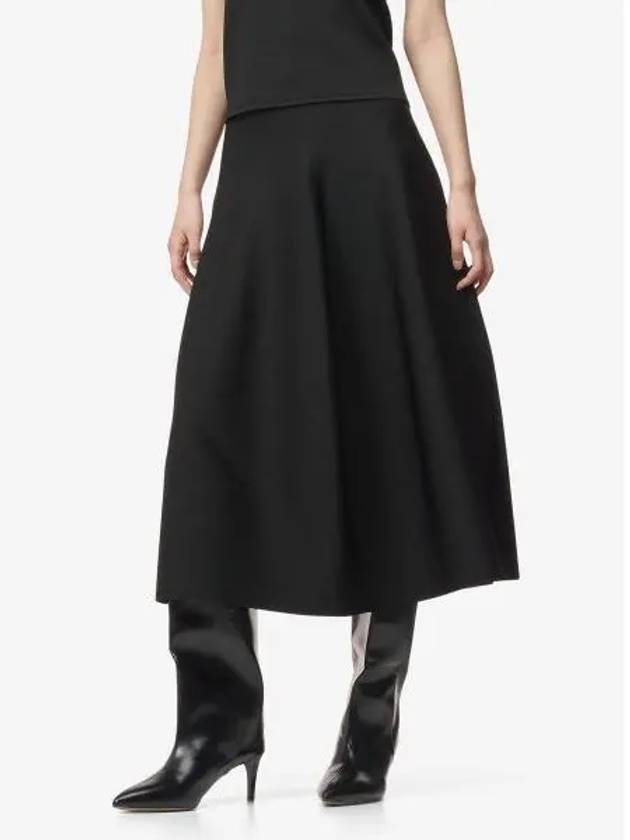 Cindy Glossy Viscose Midi Skirt Black 7184Y607BLK - THE ROW - BALAAN 1