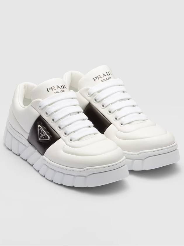 Padded Nappa Leather Low Top Sneakers White - PRADA - BALAAN 3