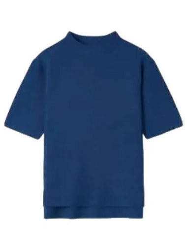 Garter mock neck short sleeve t shirt blue - CFCL - BALAAN 1