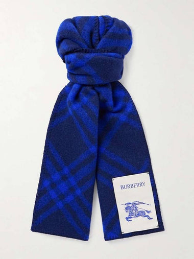 Logo Check Wool Scarf Blue - BURBERRY - BALAAN 1