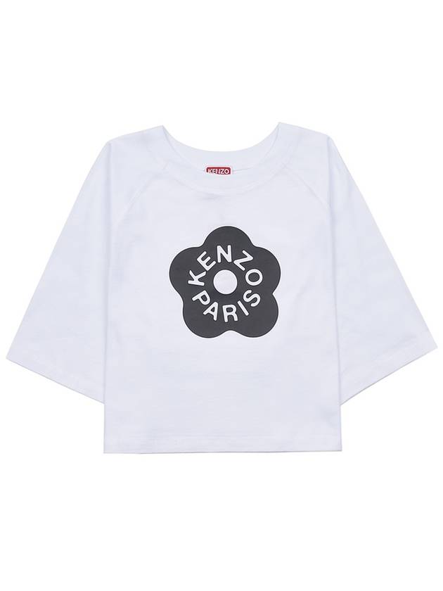 Women's Boke Cotton Crop Short Sleeve T-Shirt White - KENZO - BALAAN 9